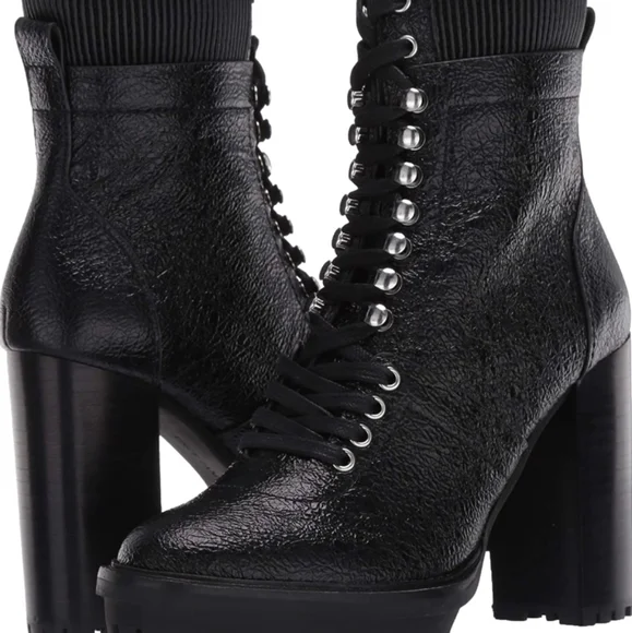 Vince Camuto Ermania Leather Platform Lace-up Bootie -7.5 - Picture 3 of 13